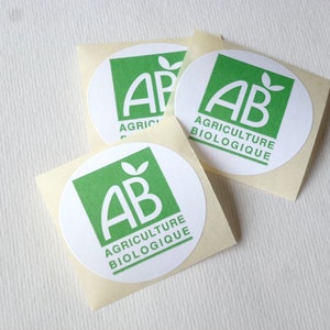 50 pastilles AGRICULTURE BIOLOGIQUE AB pastilles adhésives rondes pastilles vert et blanc ab agriculture biologique