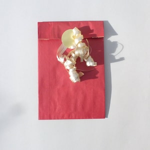 10 POCHETTES CADEAU 12X20 cm ROUGE pAPIER kRAFT uNI soufflet 4 cm sachet papier rouge pochette cadeau rouge papier kraft rouge
