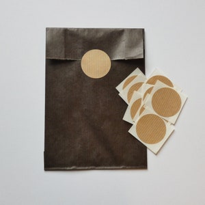 10 GESCHENKBEUTEL 12X20 cm BRAUN einfaches Kraftpapier mit Seitenfalte 4 cm + 10 selbstklebende Kraftpapiertabletten