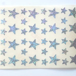40 ETOILES HOLOGRAMME STICKER étoile,sticker hologramme,étoile argenté,décoration fête,décoration faire-part,décoration noël galette des roi