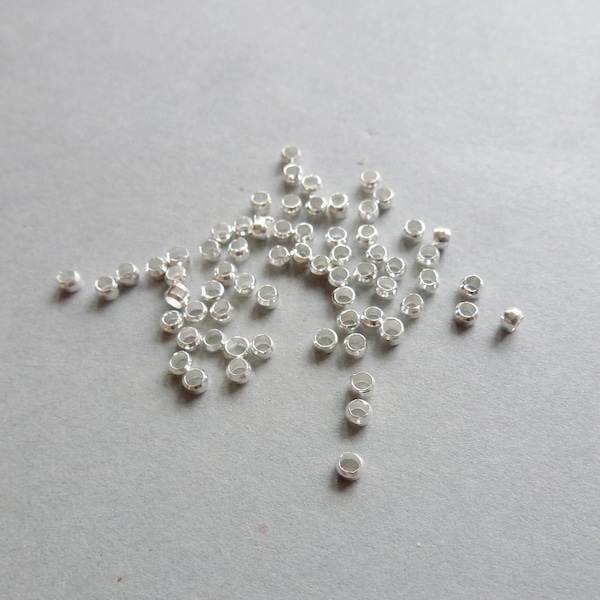 50 PERLES à ECRASER 2mm diamètre,perles à écraser argent, perles à écraser argenté, perle à écraser,fabrication bijoux fantaisie chicdepanne