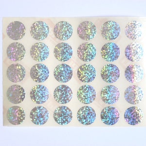 30 OKRĄGŁYCH PASTELÓW HOLOGRAMOWYCH 2 cm okrągły srebrny granulat Opakowanie świąteczne okrągła naklejka Dekoracja świąteczna Dekoracja menu do podzielenia się Sylwestrem