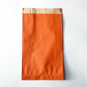 10 POCHETTES CADEAU 12x20 ORANGE uni,sachet kraft soufflet,pochette kraft 12 cm,fourniture emballage personnalisable,sachet kraft chic