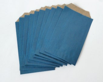 15 POCHETTES CADEAU KRAFT bleu uni 7X12 cm fait en france pochette cadeau papier emballage cadeau sachet bleu sachet papier bleu