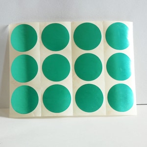 12 PASTILLES 3,3 cm VERT METALLISÉ pastille ronde vert métallisé emballage cadeau fournitures emballage cadeau pastille cadeau gomette ronde