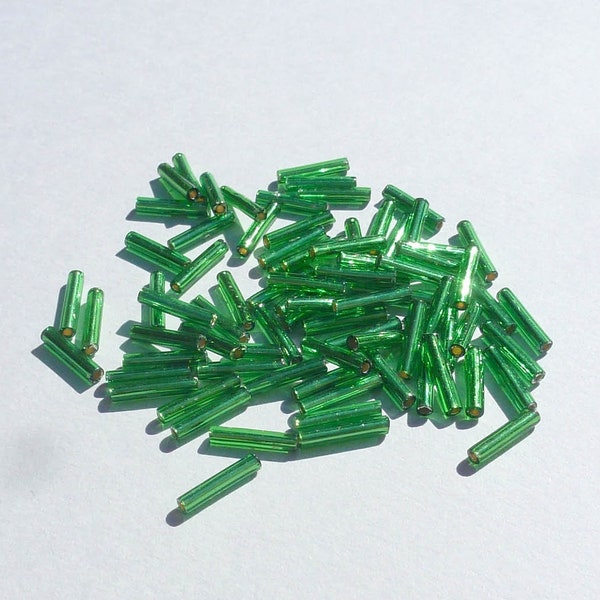 PERLES TUBE verre VERT transparent 9 mm X 2 mm perle rocaille fabrication bracelet collier fantaisie perle vert perle rocaille vert