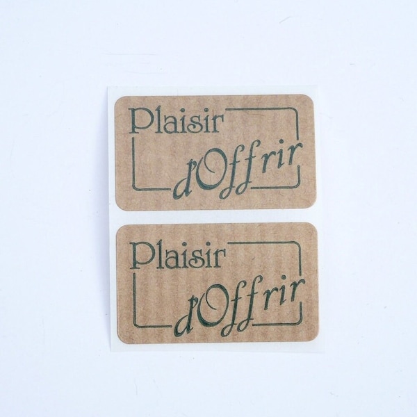 50 ETIQUETTES PLAISIR d'OFFRIR Kraft 32X19 mm stickers cadeau stickers kraft emballage cadeau pastilles cadeau