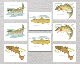 Blank Note Card Set, Trout