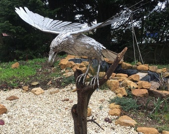 Stainless Steel Raven sculpture