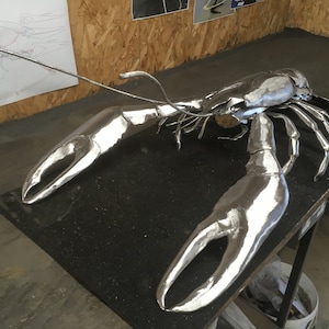 Large Handmade Welded Stainless Steel Lobster (1m long)
