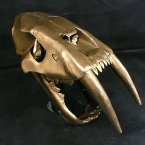 Escultura de metal feita à mão Smilodon / Dente de Sabre Caveira de Tigre