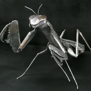 Handmade Metal Praying Mantis sculpture