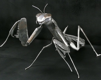 Handmade Metal Praying Mantis sculpture