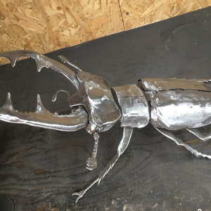 Handmade welded metal Stag Beetle Sculpture