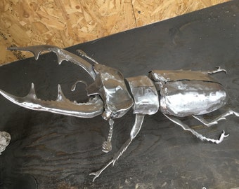 Handmade welded metal Stag Beetle Sculpture