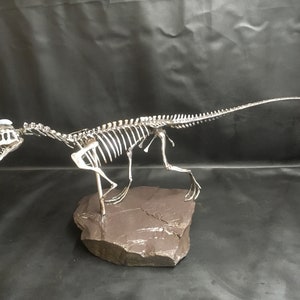Handmade Welded Dilophosaurus Dinosaur Skeleton Sculpture