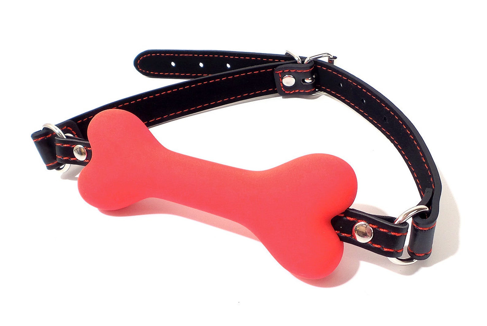 Dog Bone Gag Silicone Red con correa negra Etsy