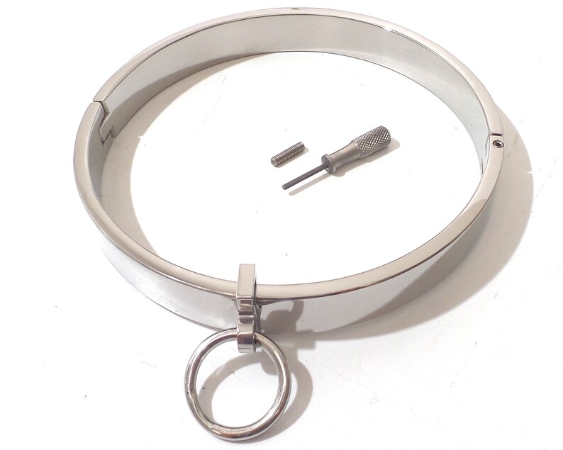 Heavy Locking Stainless Steel Collar With Removable Ring XL Etsy