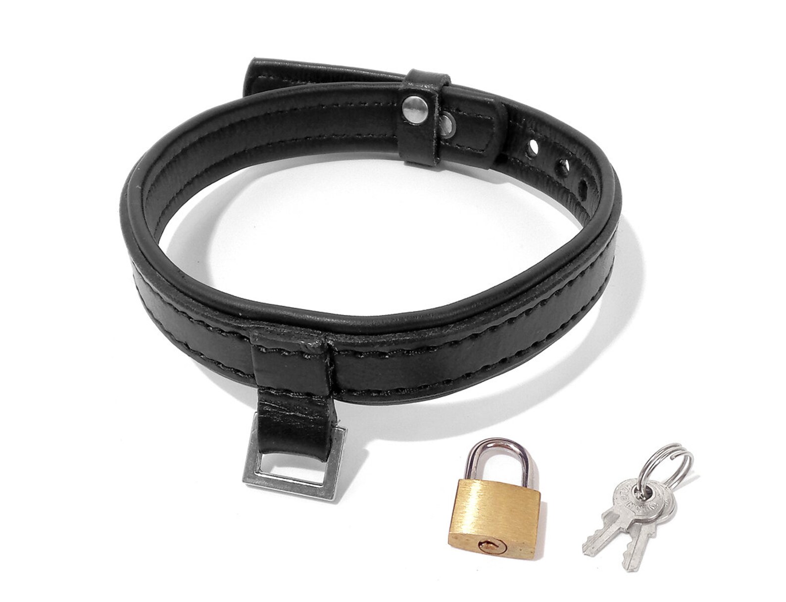 Horizontal Ring Locking Leather Collar Restraint With Padlock Etsy