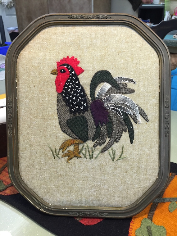 PDF Pattern only John Henry jr! The little Rooster Wool appliqué