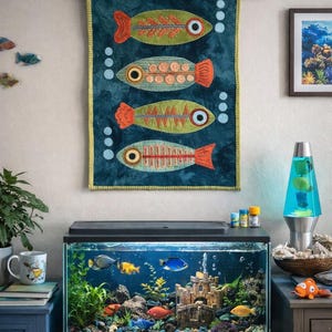 Gone Fishing wool applique kit Includes pattern