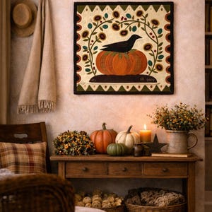 Pattern only! Blackbird Autumn wool appliqué
