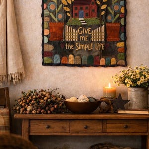 Give Me the Simple Life ウールアップリケキットには、無地の背景ピースが1枚含まれています。