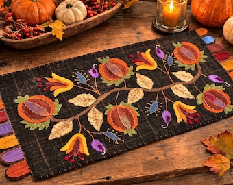 PDF digital ONLY! Autumn Colors Table Runner  wool applique