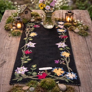 Pattern only! Fairy Garden runner Wool appliqué