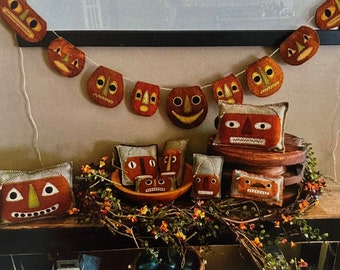 ¡Solo patrón! Aplique de lana para pancarta de calabaza y relleno de cuenco.