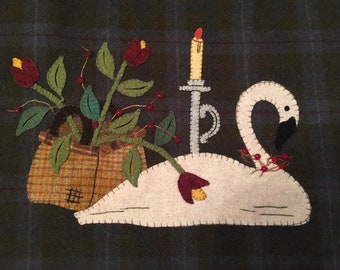 Pattern ONLY Swanscape wool applique kit