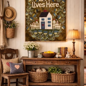 Pattern Only! Love Lives Here wool applique