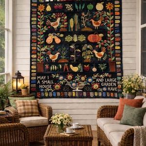 Back Road Farm BOM PART 1 black background wool appliqué kit