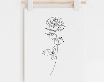Rose Print, Rose Poster, Rose Art Print, Digital Download, Flower Print, Flower Poster, Flower Wall Decor, Flower Wall Art, Rose Wall Decor