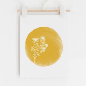 Yellow Daisy Watercolor Print Instant Digital Download Printable Wildflower Wall Decor Yellow Minimalist Decor Flower Print Bright Summer