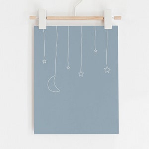 Stars and Moon Print, Boy Nursery Print, Stars Boy Decor, Boy Decor, Moon, Stars Nursery Wall Art, Moon Nursery Wall Art, Boy Nursery Decor