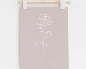 Rose Print, Rose Poster, Rose Art Print, Digital Download, Flower Print, Flower Poster, Flower Wall Decor, Flower Wall Art, Rose Wall Decor