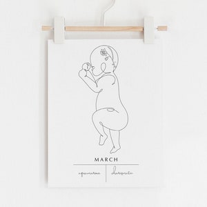 Maart Geboorte Maand Print, Geboorte Maand Flower Art, Geboorte Maand Baby Statistieken, Geboorte Maand, Kwekerij Prints, Kwekerij Muur Kunst, Kwekerij Geboorte Statistieken