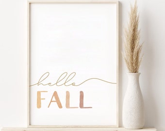 Hello Fall Printable | Fall and Autumn Seasonal Home Decor | PRINTABLE Digital Wall Art