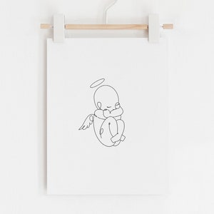 Loss of Baby Print, Angel Artwork, Sympathy Gift, Infant Loss, Line Art Print, Sorry for Your Loss, Baby Heaven Art, Angel Infant Artwork