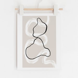 Line Art Print, Line Art Poster, Line Art Wanddekoration, Neutraler Ton Wandkunst Boho Print, Boho Wanddekoration, Neutraler Beige Druck, KohleDruck