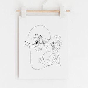 Loss of Baby Print, Miscarriage Gift, Sympathy Gift, Infant Loss, Line Art Print, Sorry for Your Loss, Baby Heaven Art, Angel Infant Artwork