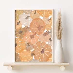 Kürbis-Herbst-Druck | Saisonales Herbst Kunstwerk Wohnkultur | DRUCKBARE Digitale Kunst