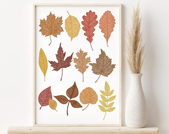 Fall Printable, Fall Sign, Fall Leaves Print, Fall Home Decor, Autumn Home Decor, Fall Wall Art, Seasonal Prints, Digital Download Fall art