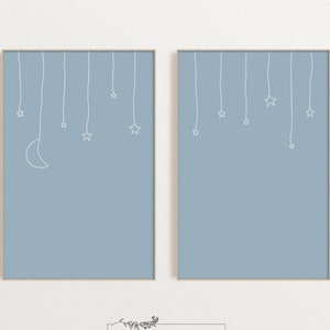 Bundle Stars and Moon Prints, Boy Nursery Print, Stars Nursery Decor, Stars Nursery Wall Art, Moon Nursery Wall Art, Boy Nursery Decor, Boy