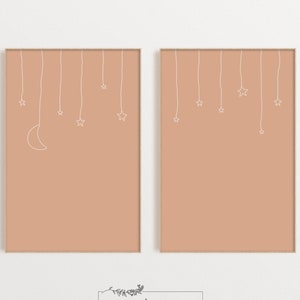 Bundle Stars and Moon Prints, Neutral Nursery Print,Stars Nursery Decor,Stars Nursery Wall Art, Moon Nursery Wall Art, Neutral Nursery Decor