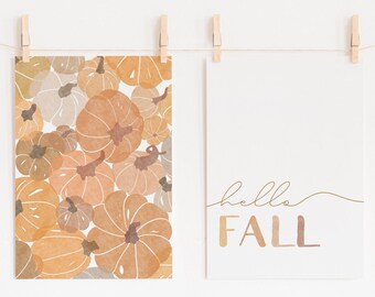 Pumpkin and Fall Prints SET | Fall and Autumn Seasonal Home Decor | PRINTABLE Digital Wall Art