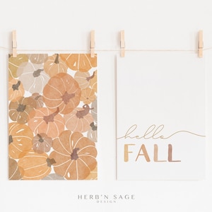 Kürbis und Herbst Drucke SET | Herbst und Herbst Saisonale Dekoration | DRUCKBARE Digitale Wandkunst