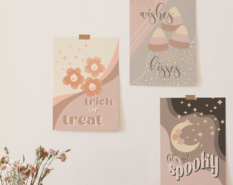 Impressões de pacotes de Halloween, impressões de Halloween, imprimíveis Boho Halloween, arte de Halloween, decoração de parede de Halloween, decoração de arte Boho Halloween