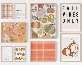 Fall Gallery Wall SET of 9 | Autumn Seasonal Decor | PRINTABLE DOWNLOAD Digital Artwork